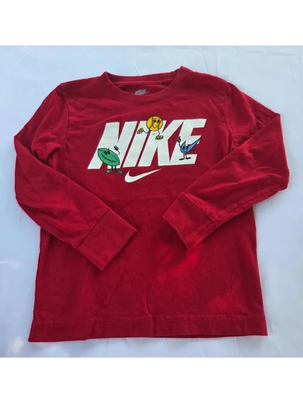 Nike Boys Red Long Sleeve Graphic Shirt Size 5 #1255